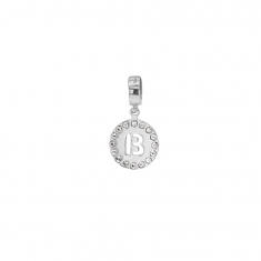 Pampille en argent 925/1000 rhodié et ornée de cristaux de Swarovski® - Lettre B