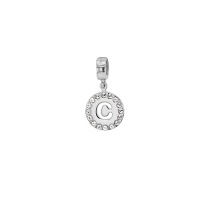Pampille en argent 925/1000 rhodié et ornée de cristaux de Swarovski® - Lettre C