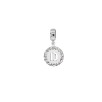 Pampille en argent 925/1000 rhodié et ornée de cristaux de Swarovski® - Lettre D
