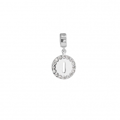 Pampille en argent 925/1000 rhodié et ornée de cristaux de Swarovski® - Lettre I