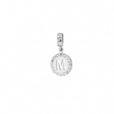 Pampille en argent 925/1000 rhodié et ornée de cristaux de Swarovski® - Lettre M