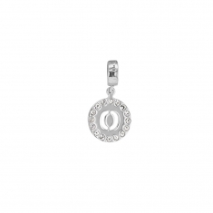 Pampille en argent 925/1000 rhodié et ornée de cristaux de Swarovski® - Lettre O