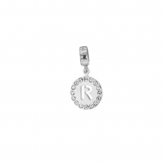 Pampille en argent 925/1000 rhodié et ornée de cristaux de Swarovski® - Lettre R