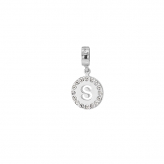 Pampille en argent 925/1000 rhodié et ornée de cristaux de Swarovski® - Lettre S