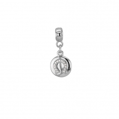 Pampille en argent 925/1000 rhodié et oxydes de zirconium - Le Fer à cheval à graver