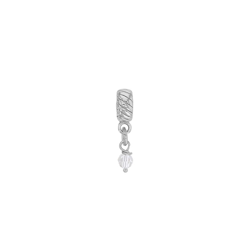 Pampille en argent 925/1000 rhodié avec cristal blanc