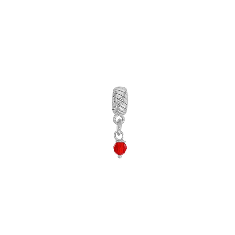 Pampille en argent 925/1000 rhodié avec cristal rouge