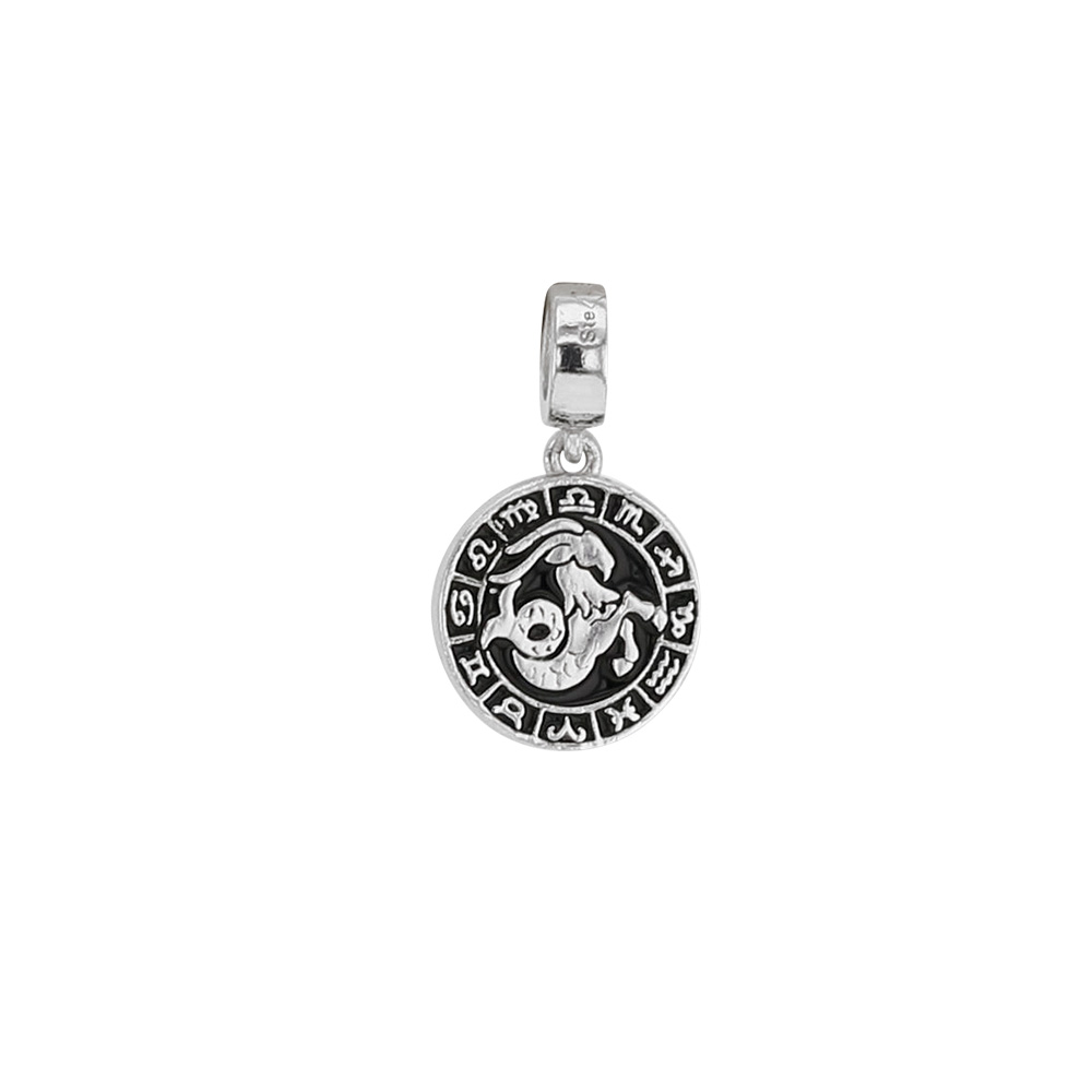 Pampille en argent 925/1000 rhodié - Signe du Zodiaque Capricorne