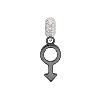 Pampille en céramique noire avec anneau en argent 925/1000 rhodié - signe féminin