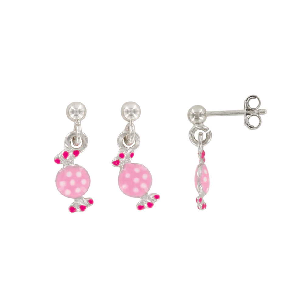 Pendantes forme bonbon en argent rhodié