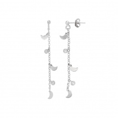 Pendantes LUNA en argent 925/1000 rhodié - pampilles lunes et oxydes de zirconium
