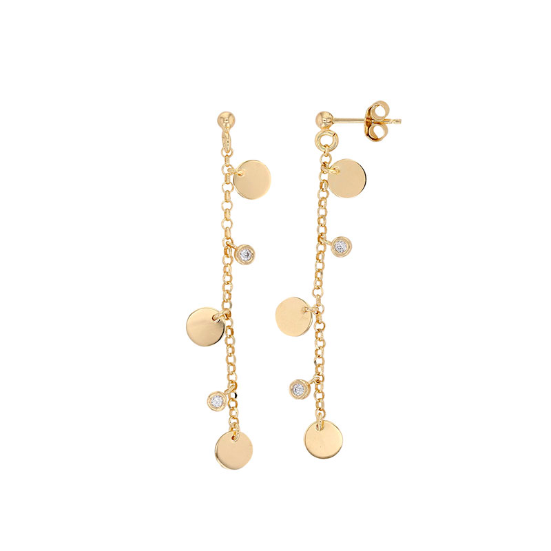 Pendantes LUNA en argent 925/1000 platiné - pampilles rondes et oxydes de zirconium