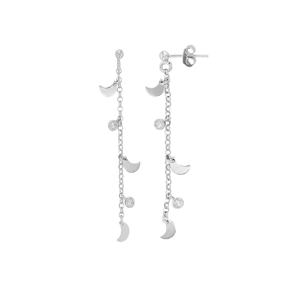 Pendantes LUNA en argent 925/1000 rhodié - pampilles lunes et oxydes de zirconium