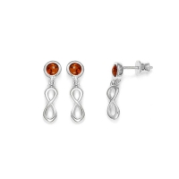 Pendantes pierre ronde en ambre avec signe infini en argent 925/1000 rhodié