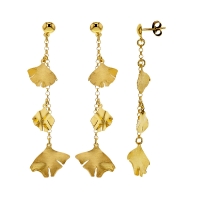 Pendants 3 feuilles de Ginkgo argent 925/1000 doré