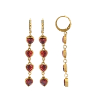 Pendants 4 oxyde teinté rouge en forme de coeur, acier doré