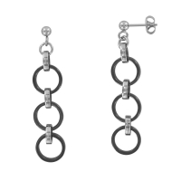 Pendants acier de 3 ronds en céramique noire