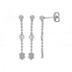 Pendants avec boules forme fleurs et oxyde, argent 925/1000 rhodié