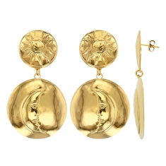 Pendants avec motif soleil et lune en argent 925/1000 doré