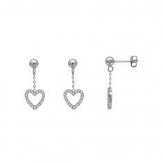 Pendants coeur d'oxydes de zirconium en argent rhodié 925/1000