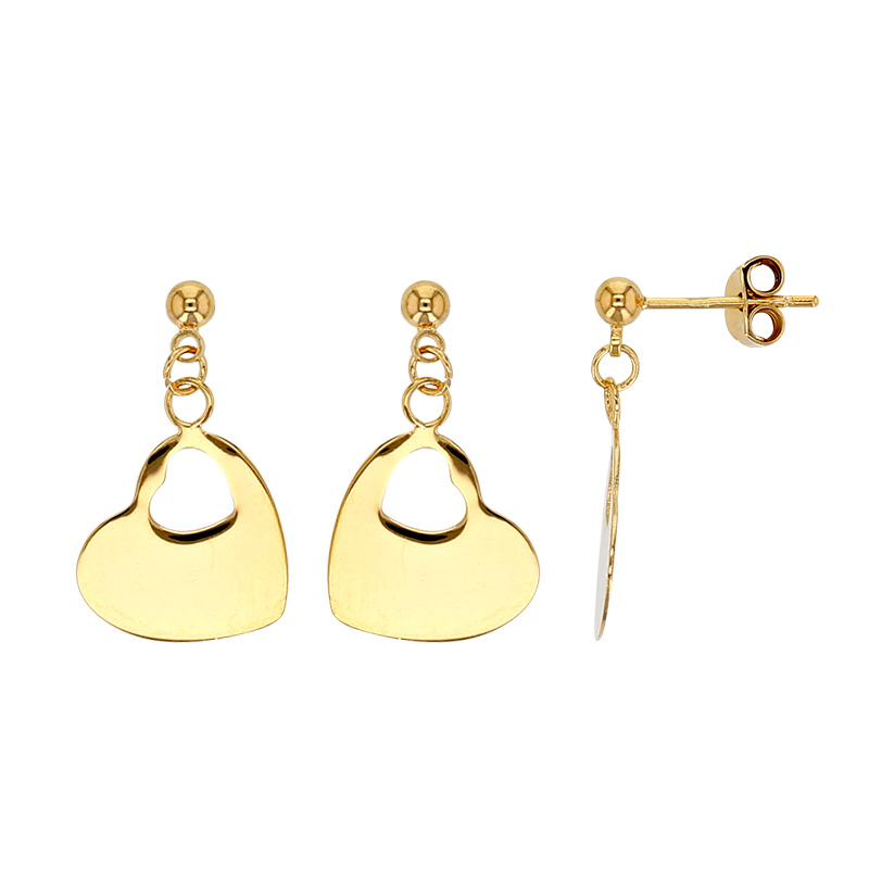 Pendants en plaqué or, ajourés d'un coeur
