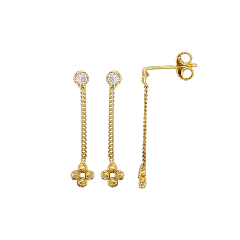 Pendants fleurs en boules avec oxydes, argent 925/1000 doré