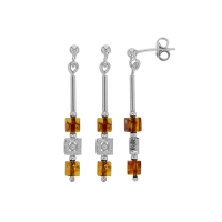 Pendants forme cube, ambre cognac en argent 925/1000