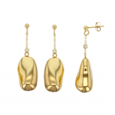 Pendants forme pierre et oxyde en argent 925/1000 doré