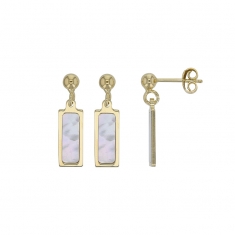 Pendants ornés d'un rectangle ajouré en nacre, argent 925/1000 doré