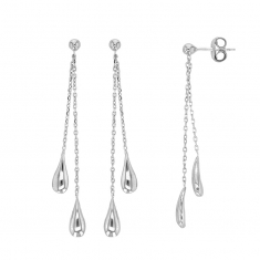 Pendants ornés de 2 gouttes, argent 925/1000 rhodié