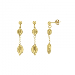 Pendants ornés de boules forme ovale, argent 925/1000 doré