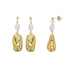 Pendants ornés de petites perles d’imitation blanches en argent 925/1000 doré