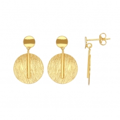 Pendants ornés deux ronds dont un brossé en argent 925/1000 doré
