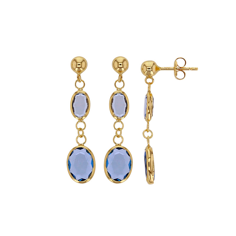 Pendants ornés d’oxydes bleu clair, Or 750/1000