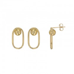 Pendants ovales avec boule, Or 375/1000
