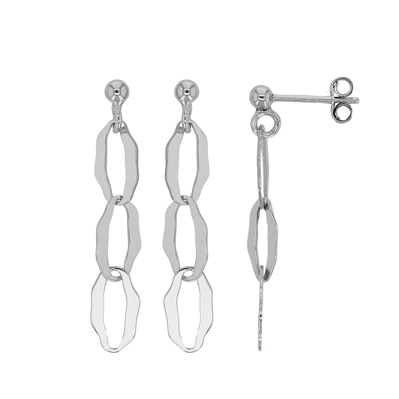 Pendants 3 ovales entrelacés, argent 925/1000 rhodié