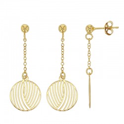Pendants ronds motif strié et ajouré, argent 925/1000 doré