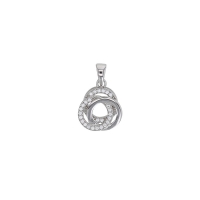 Pendentif 3 cercles entrelacés avec oxydes et aspect lisse, argent 925/1000 rhodié