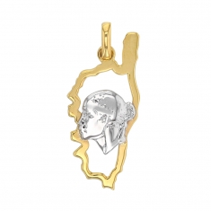 Pendentif ajouré Corse Or jaune et blanc 375/1000 - avec tête de Maure