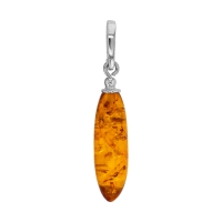 Pendentif ambre cognac ovale et argent 925/1000
