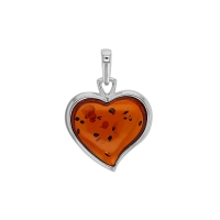 Pendentif ambre en forme de coeur et argent 925/1000