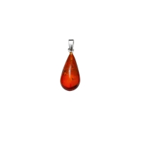 Pendentif Ambre en forme de goutte et bélière argent 925/1000