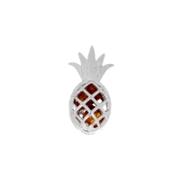 Pendentif ananas ajouré avec pierres en Ambre et argent 925/1000 rhodié