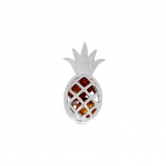 Pendentif ananas ajouré avec pierres en Ambre et argent 925/1000 rhodié
