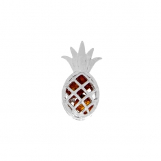 Pendentif ananas ajouré avec pierres en Ambre et argent 925/1000 rhodié