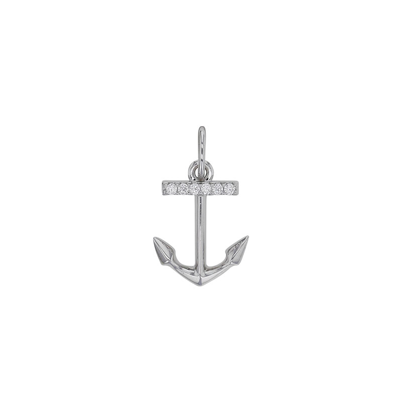 Pendentif ancre marine avec oxydes, argent 925/1000 rhodié