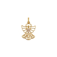 Pendentif ange ajouré, coeur avec oxydes, plaqué or