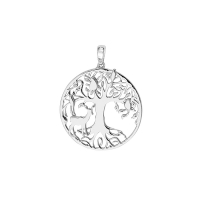 Pendentif arbre de vie et biche, argent 925/1000