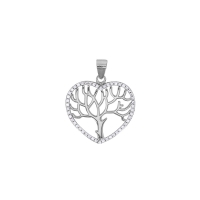 Pendentif Arbre de vie forme coeur avec oxydes, argent 925/1000 rhodié