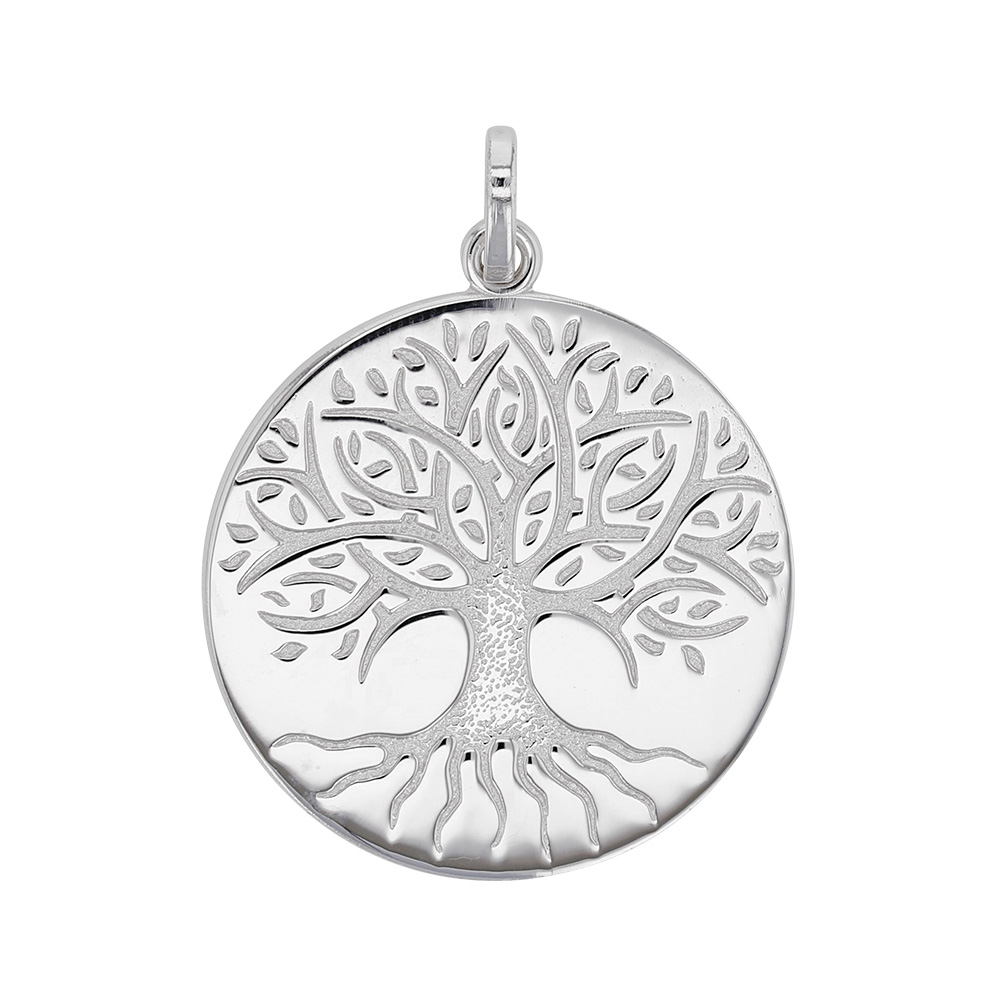 Pendentif Arbre de vie gravé en argent rhodié 925/1000